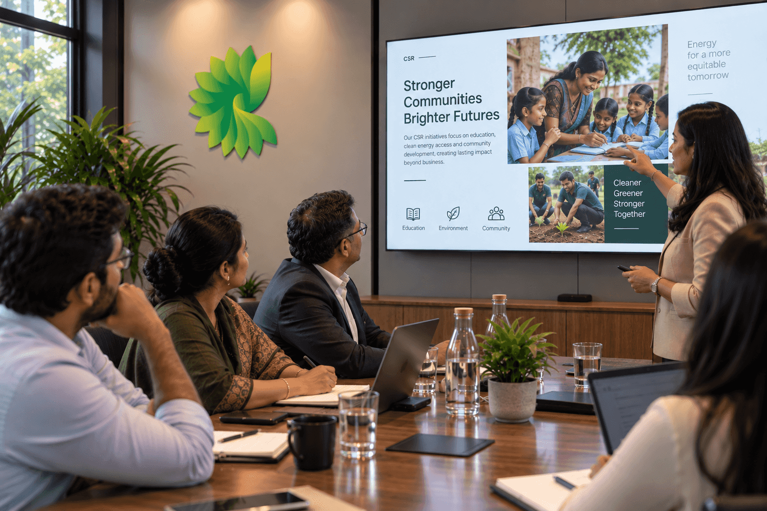 CSR committee members reviewing community education and environmental initiatives.